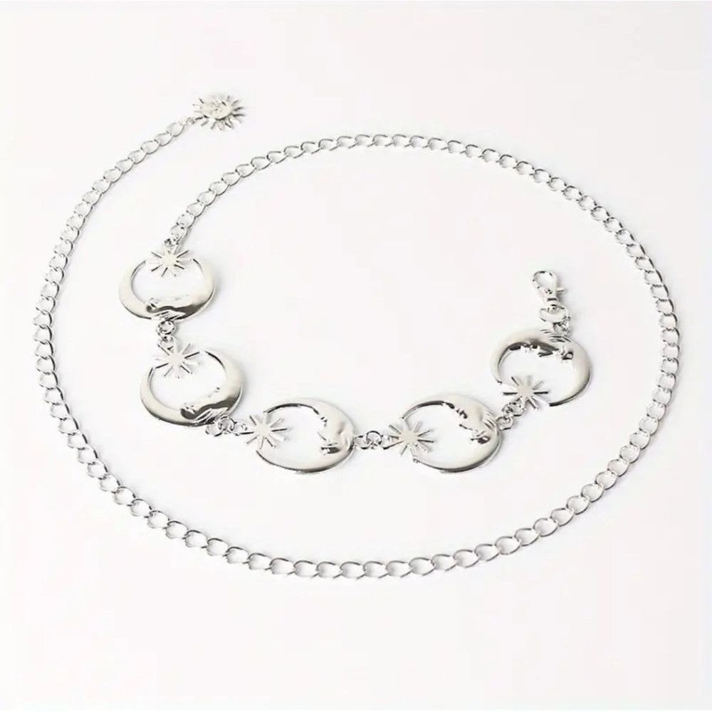 silver Moon Sun Waist Chain Adjustable Belt - Picture 2 of 6